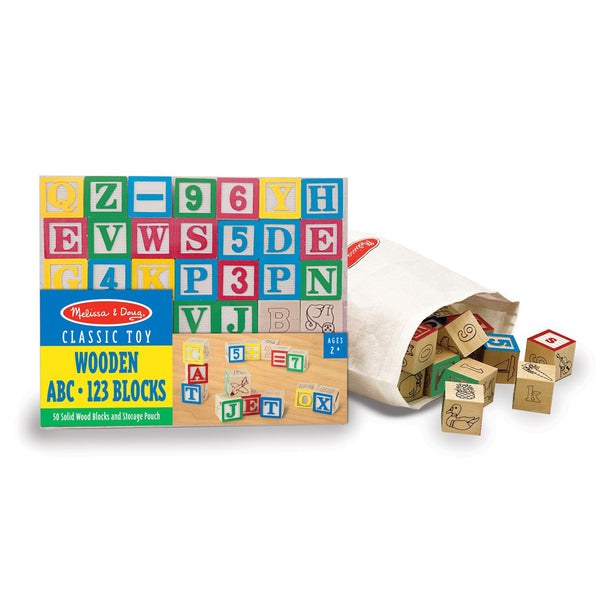 Melissa & Doug Deluxe 50-piece Wooden ABC/123 Blocks Set (colors may vary)